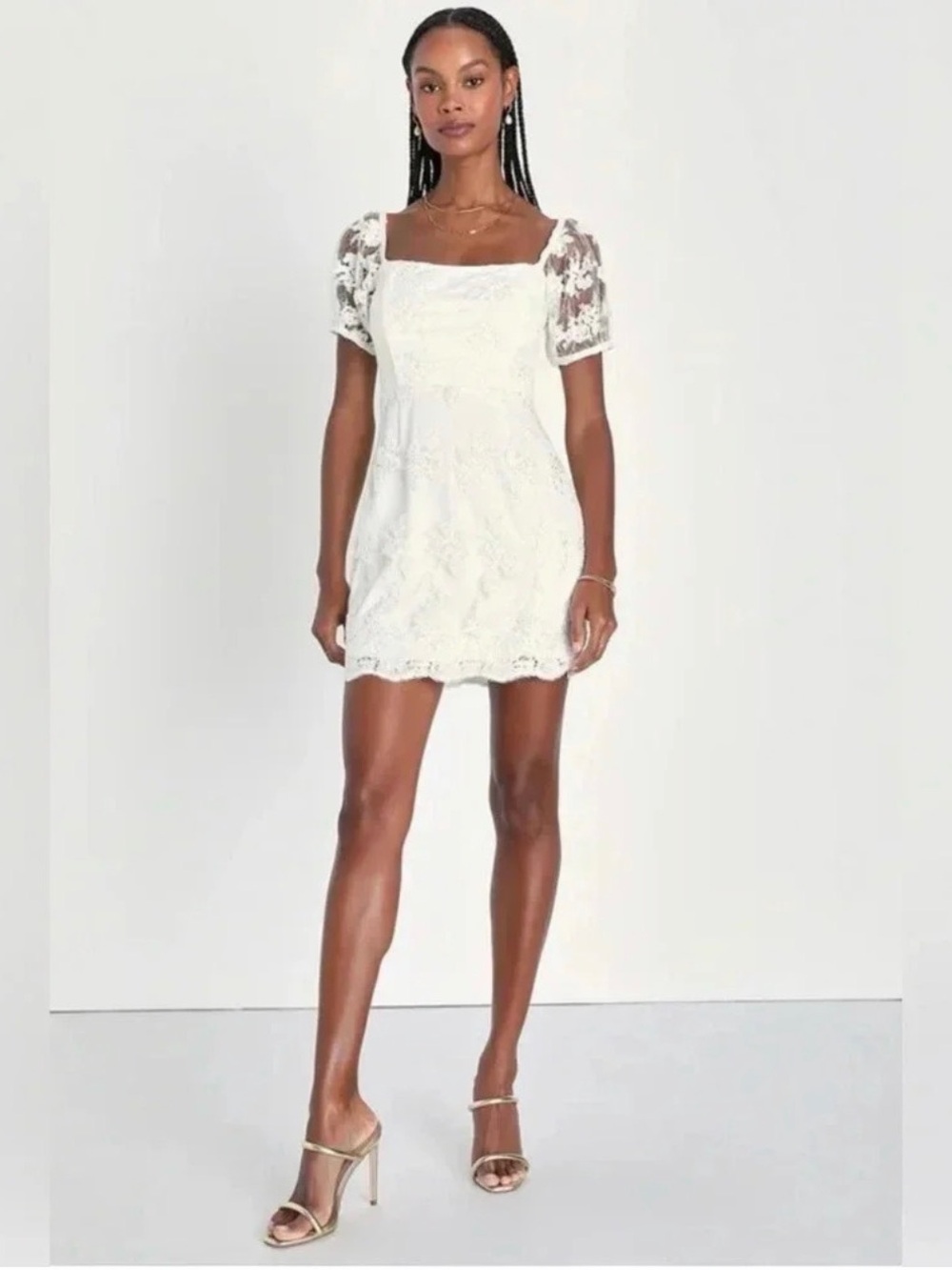 Lulus Avid Admiration Embroidered Mini Dress White